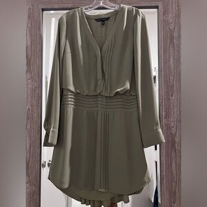 Olive color high low hem dress from White House Black Market. Size 6